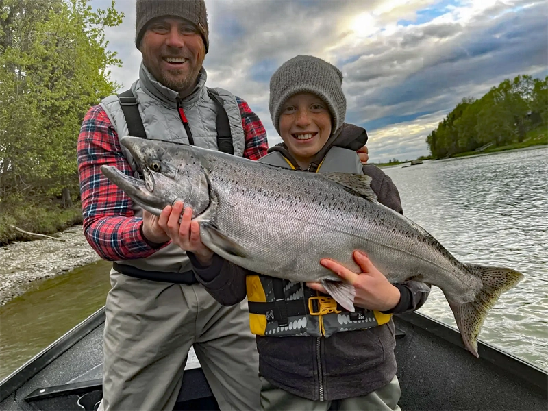 Great Father and Son Monemt Fishing King Salmon on The Kasilof River with Mark Glassmaker 