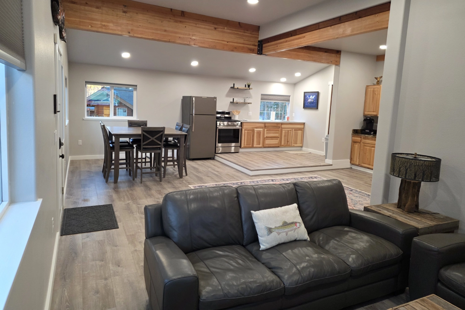 Moose Cabin Living Room and Kitchen